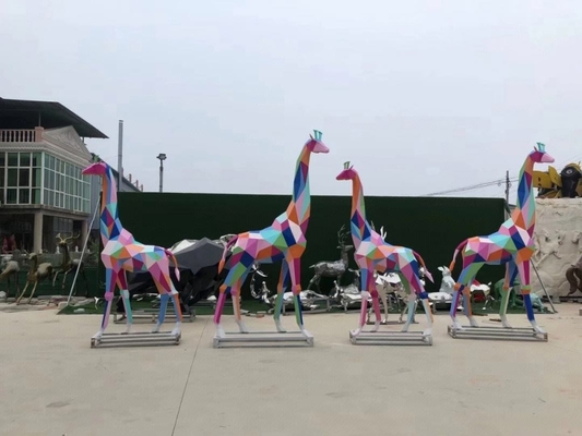 FRP Colorful Giraffe Sculpture To Figure Custom 300CM