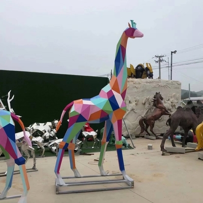 FRP Colorful Giraffe Sculpture To Figure Custom 300CM