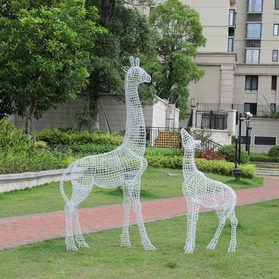 Polishing Surface Stainless Steel Giraffe Sculpture Balloon Style