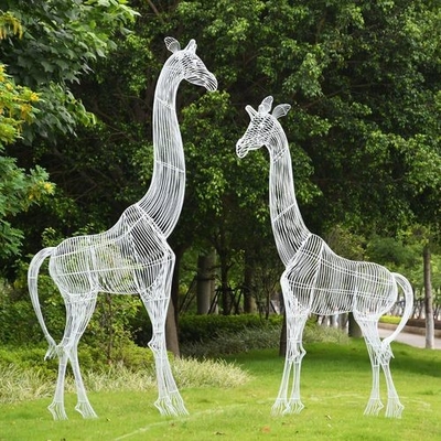 Polishing Surface Stainless Steel Giraffe Sculpture Balloon Style
