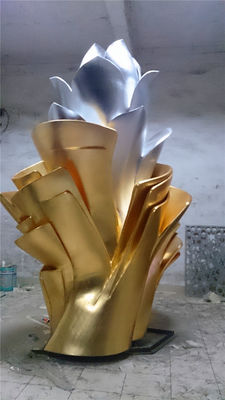 Gold Foil Stainless Steel Sculpture Abstract Paste Modern Silver Sculpture